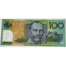 AUSTRALIA 1999 . ONE HUNDRED 100 DOLLARS BANKNOTE . EVANS/MacFARLANE . FIRST PREFIX AA
